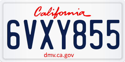 CA license plate 6VXY855