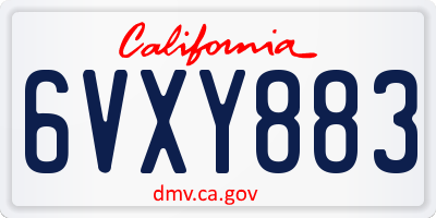 CA license plate 6VXY883