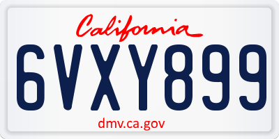 CA license plate 6VXY899