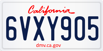 CA license plate 6VXY905