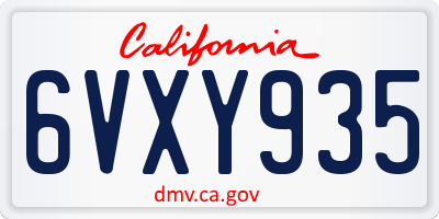 CA license plate 6VXY935