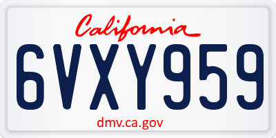 CA license plate 6VXY959