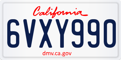CA license plate 6VXY990
