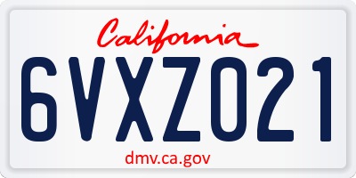 CA license plate 6VXZ021