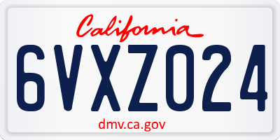 CA license plate 6VXZ024
