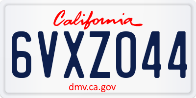 CA license plate 6VXZ044
