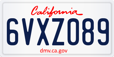 CA license plate 6VXZ089