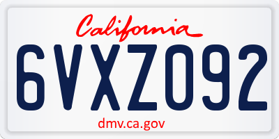 CA license plate 6VXZ092