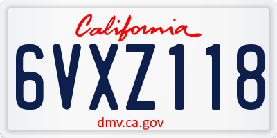 CA license plate 6VXZ118