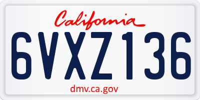 CA license plate 6VXZ136