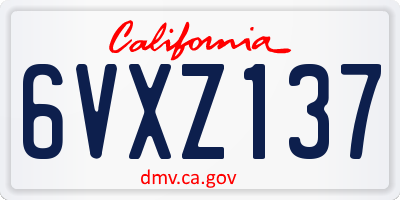 CA license plate 6VXZ137