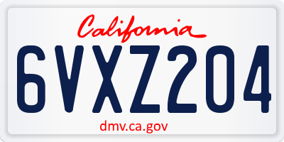 CA license plate 6VXZ204