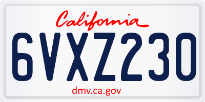 CA license plate 6VXZ230