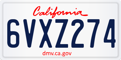CA license plate 6VXZ274