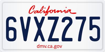 CA license plate 6VXZ275
