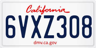 CA license plate 6VXZ308