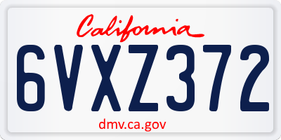CA license plate 6VXZ372