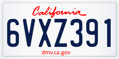 CA license plate 6VXZ391