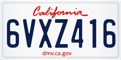 CA license plate 6VXZ416