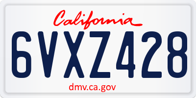 CA license plate 6VXZ428