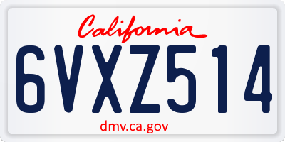CA license plate 6VXZ514
