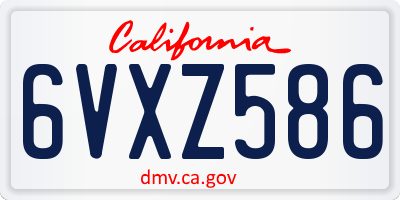 CA license plate 6VXZ586