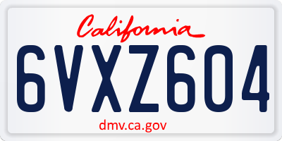 CA license plate 6VXZ604