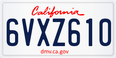 CA license plate 6VXZ610
