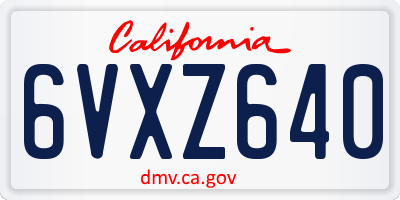 CA license plate 6VXZ640