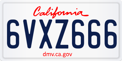 CA license plate 6VXZ666