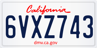 CA license plate 6VXZ743