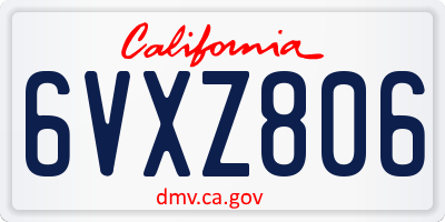 CA license plate 6VXZ806