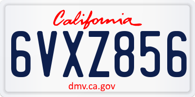 CA license plate 6VXZ856