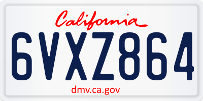 CA license plate 6VXZ864