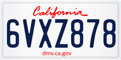 CA license plate 6VXZ878