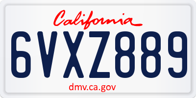 CA license plate 6VXZ889