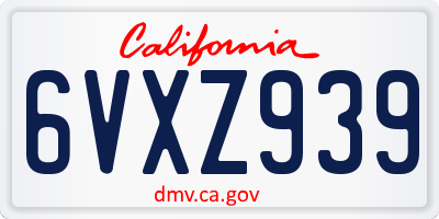 CA license plate 6VXZ939