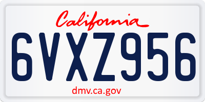 CA license plate 6VXZ956