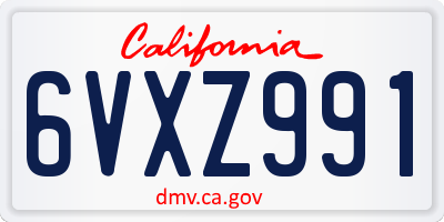 CA license plate 6VXZ991