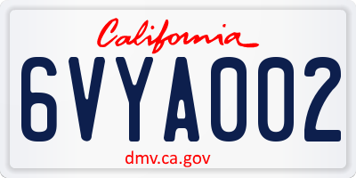 CA license plate 6VYA002