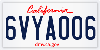 CA license plate 6VYA006