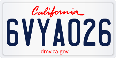 CA license plate 6VYA026
