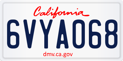 CA license plate 6VYA068