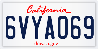 CA license plate 6VYA069
