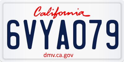 CA license plate 6VYA079