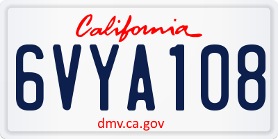 CA license plate 6VYA108