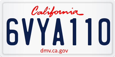 CA license plate 6VYA110