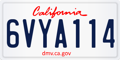 CA license plate 6VYA114