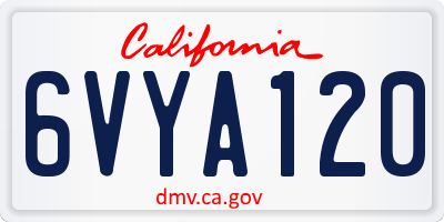 CA license plate 6VYA120