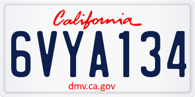 CA license plate 6VYA134